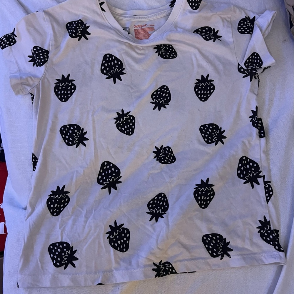 Cat & Jack Strawberry Print Kids T-Shirt - White & Black